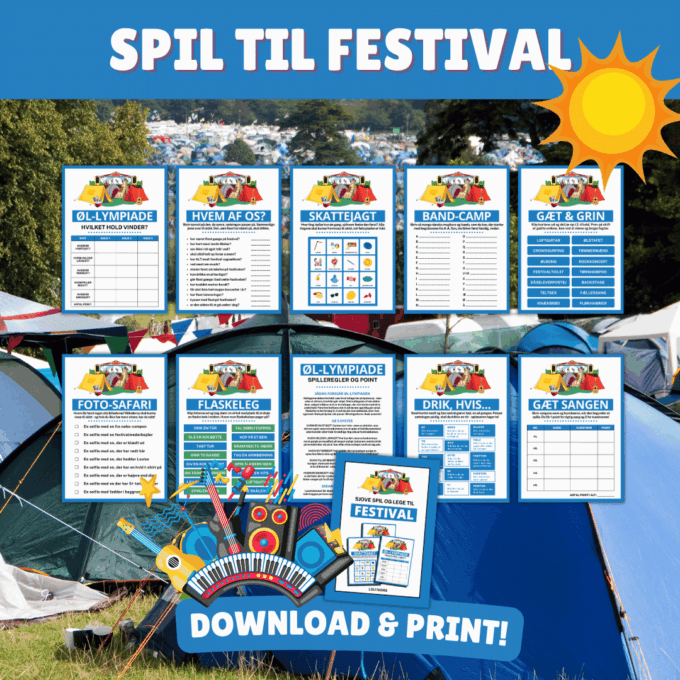 Sjove spil og lege til festival - Lou Noire - Print selv