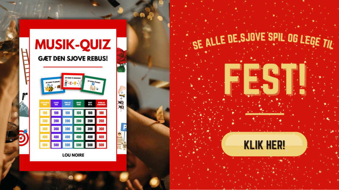 Sjove spil og lege til fest - Banner - Lou Noire