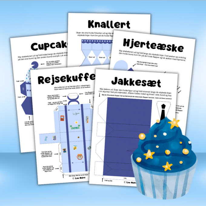 Æsker til konfirmation - blå - Lou Noire - Skabeloner til æsker Æsker til konfirmation - blå - Lou Noire - Skabeloner til æsker