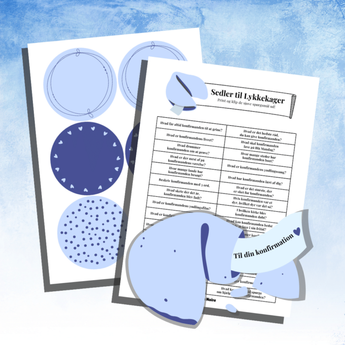 Lykkekager til konfirmation - blå - Lou Noire - Underholdning til konfirmation