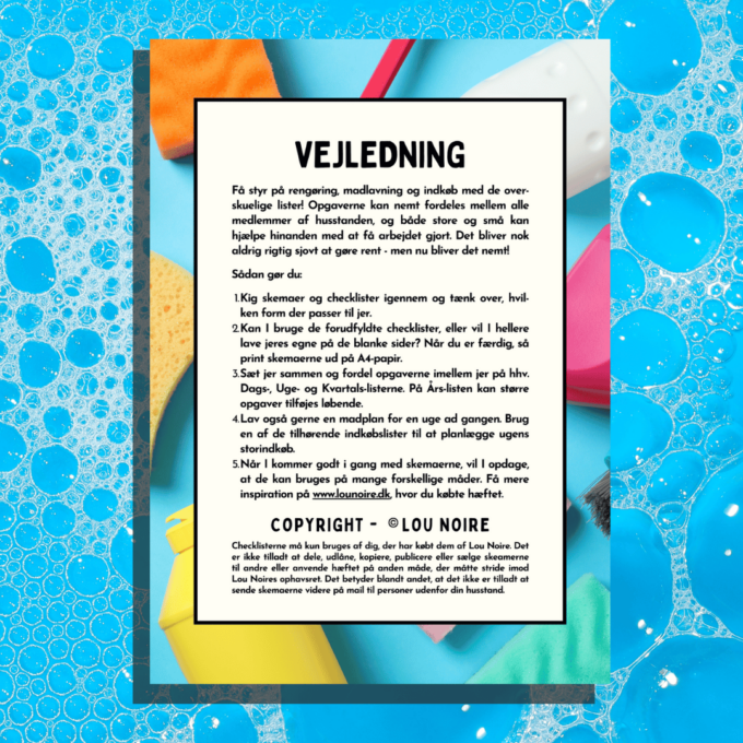 Rengøringsplan - Lou Noire - Vejledning