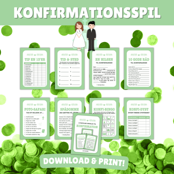 8 festlige indslag til konfirmation - grøn - Lou Noire - Oversigt
