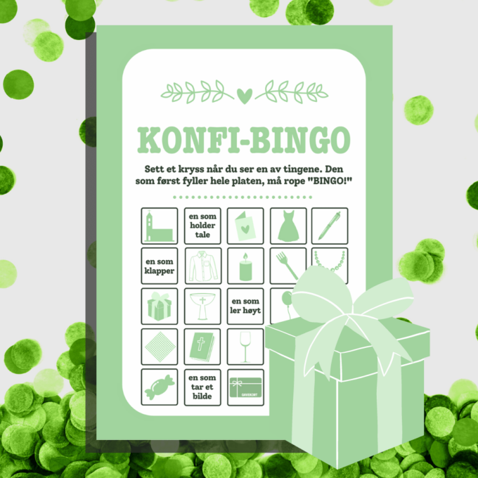 Norsk - 8 festlige innslag til konfirmasjon - grønn - Lou Noire - Bingo