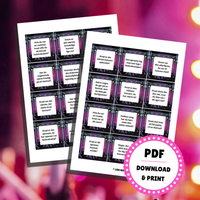Samtalekort til festival - Lou Noire - Et sjovt spil til festival