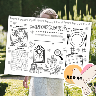 Dækkeserviet til Konfirmation - mal og gæt - Lou Noire - Cover