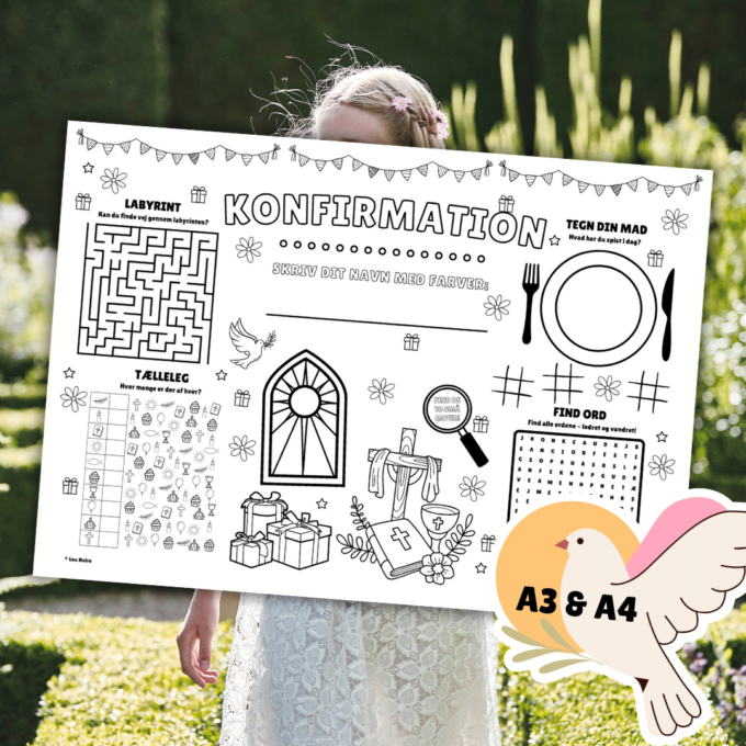 Dækkeserviet til Konfirmation - mal og gæt - Lou Noire - Cover