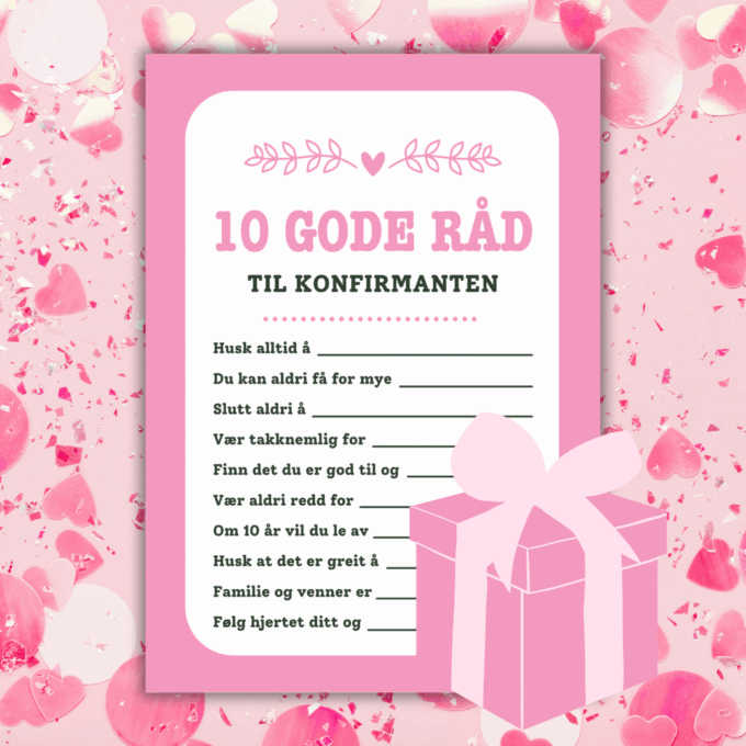 Norsk - 8 festlige innslag til konfirmasjon - rosa - Lou Noire - 10 gode råd