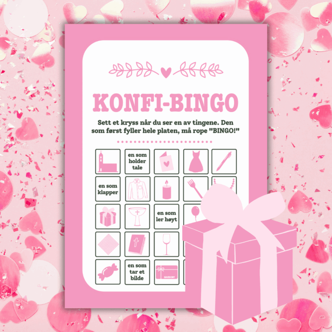 Norsk - 8 festlige innslag til konfirmasjon - rosa - Lou Noire - Bingo