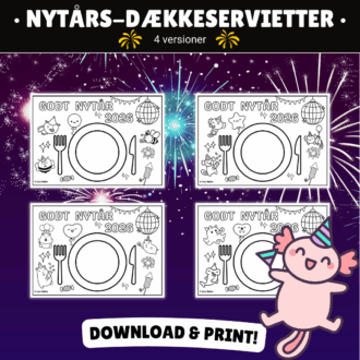 Dækkeserviet til Nytår - 4 stk. - Lou Noire - Nytårslege for børn