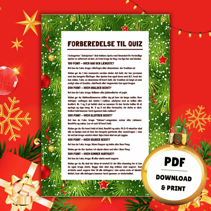 Den Frække Quiz til Julefrokost - Lou Noire - Vejledning til dyster