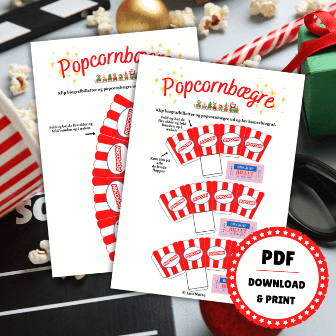 Tilbehør til nissedør - 2 - bamsebiograf - Lou Noire - Popcorn Tilbehør til nissedør - 2 - bamsebiograf - Lou Noire - Popcorn