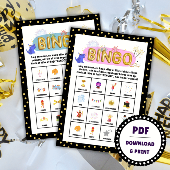 Nytårsbingo - 20 plader - Lou Noire - Bingo plader