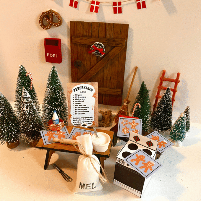 Tilbehør til nissedør - Julekager - Lou Noire - Komfur, kager og opskrift til nissen