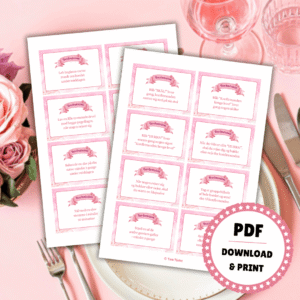 Bordmissioner til konfirmation - pink - Lou Noire - Seddel under tallerken