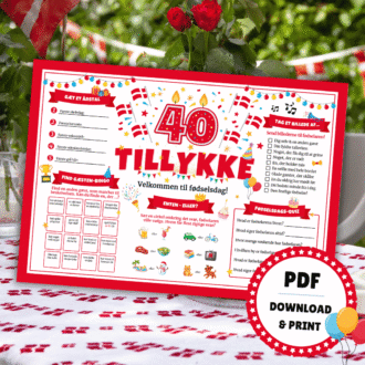 Dækkeserviet til fødselsdag - 40 år - Lou Noire - Cover