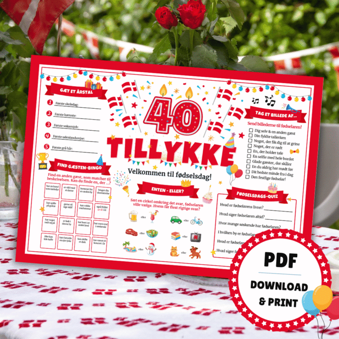 Dækkeserviet til fødselsdag - 40 år - Lou Noire - Cover