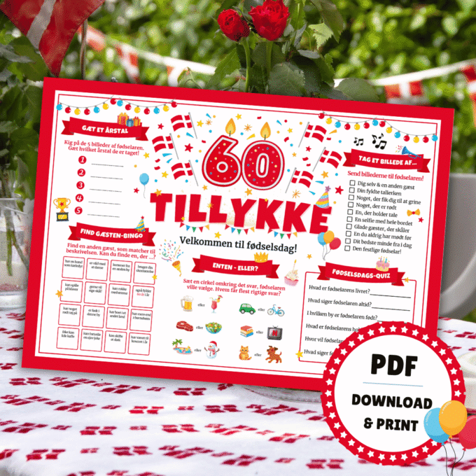 Dækkeserviet til fødselsdag - 60 år - Lou Noire - Cover