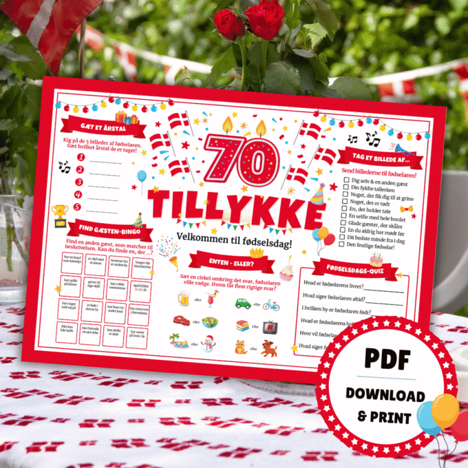 Dækkeserviet til fødselsdag - 70 år - Lou Noire - Cover