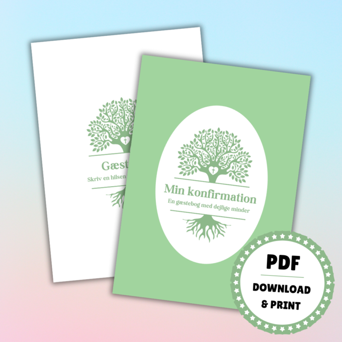 Gæstebog til konfirmation - grøn - Lou Noire - Forside og titelblad