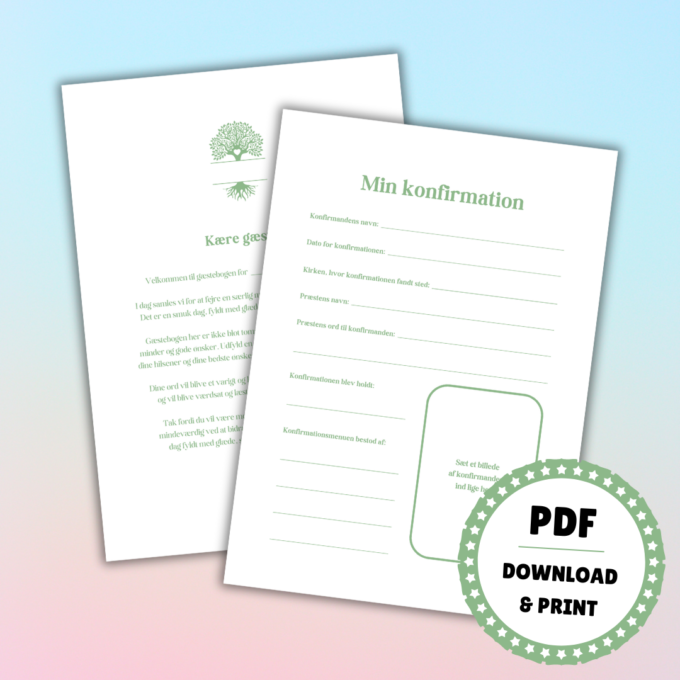 Gæstebog til konfirmation - grøn - Lou Noire - Min konfirmaiton og Vejledning