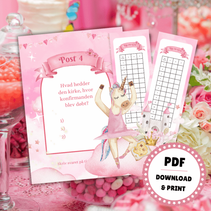 Tip en 13'er til konfirmation - pink - Lou Noire - Tipskupon Tip en 13'er til konfirmation - pink - Lou Noire - Tipskupon