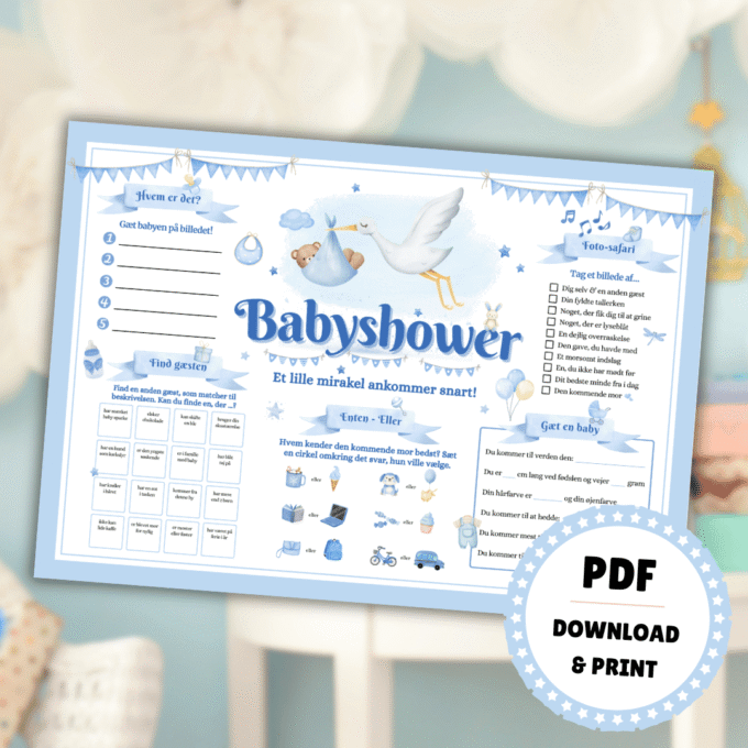Dækkeserviet til babyshower - blå - Lou Noire - Cover