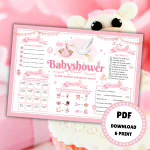 Dækkeserviet til babyshower - pink - Lou Noire - Cover