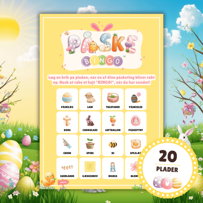 Påskebingo - 20 plader - Lou Noire - Print selv