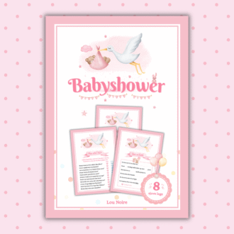 8 sjove lege til babyshower - pink - Lou Noire - Cover