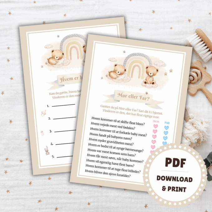 8 sjove lege til babyshower - beige - Lou Noire - Underholdning
