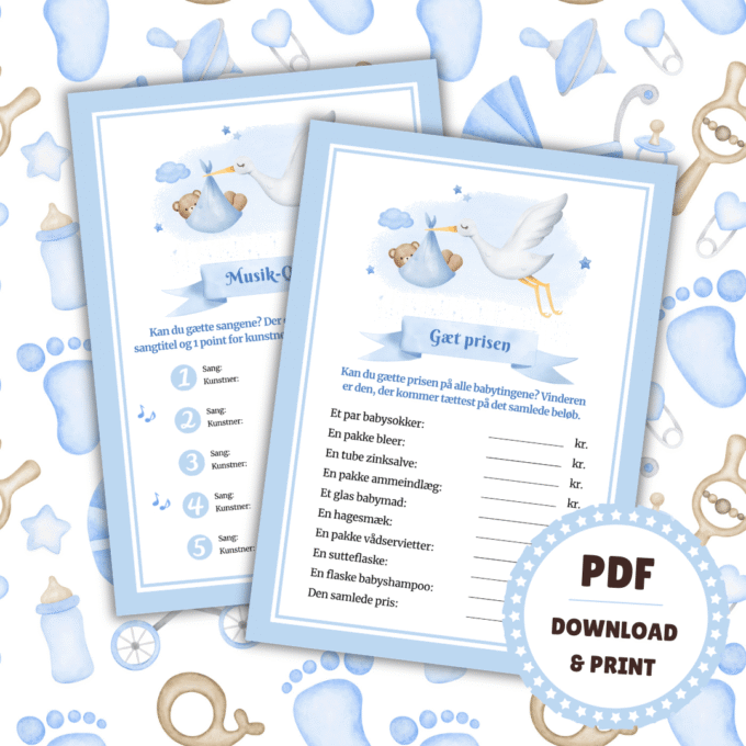 8 sjove lege til babyshower - blå - Lou Noire - Underholdning