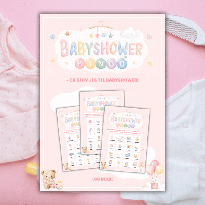 Babyshower-bingo - Pink - 20 plader - Lou Noire - Cover
