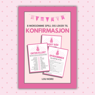 Norsk - 8 morsomme spill og leker til konfirmasjon - rosa - Lou Noire - Cover