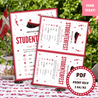 Personlig Invitation til Studenterfest - Rød - Student - Lou Noire