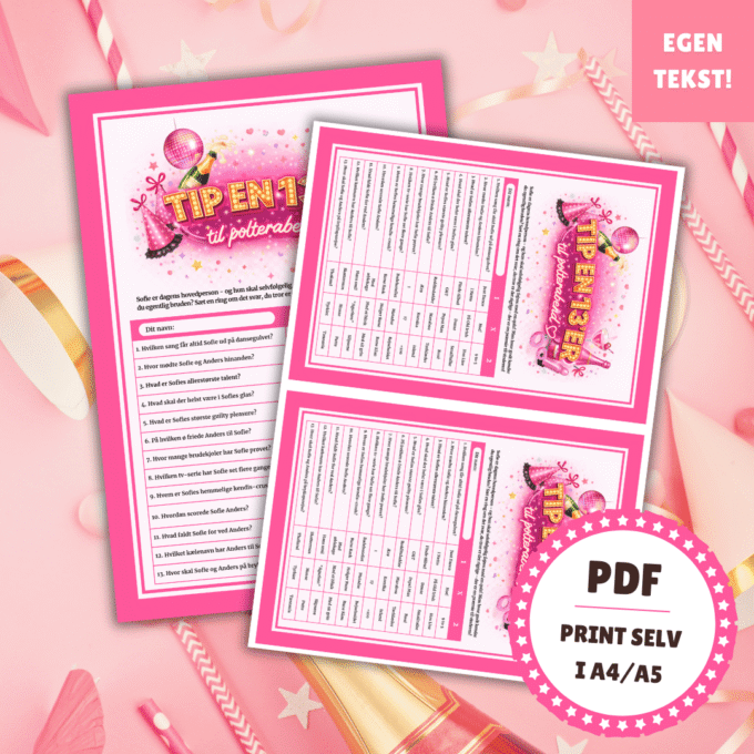 Personlig Quiz til Polterabend - Pink - Lou Noire - Underholdning Personlig Quiz til Polterabend - Pink - Lou Noire - Underholdning