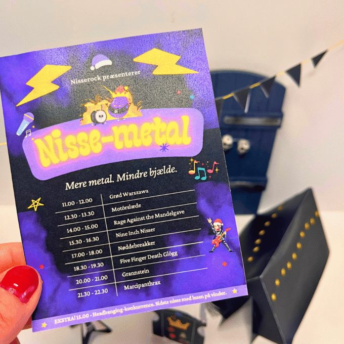 Heavy Metal-Nisse - Tilbehør til nissedør - Lou Noire - Festivalprogram til nise Heavy Metal-Nisse - Tilbehør til nissedør - Lou Noire - Festivalprogram til nise